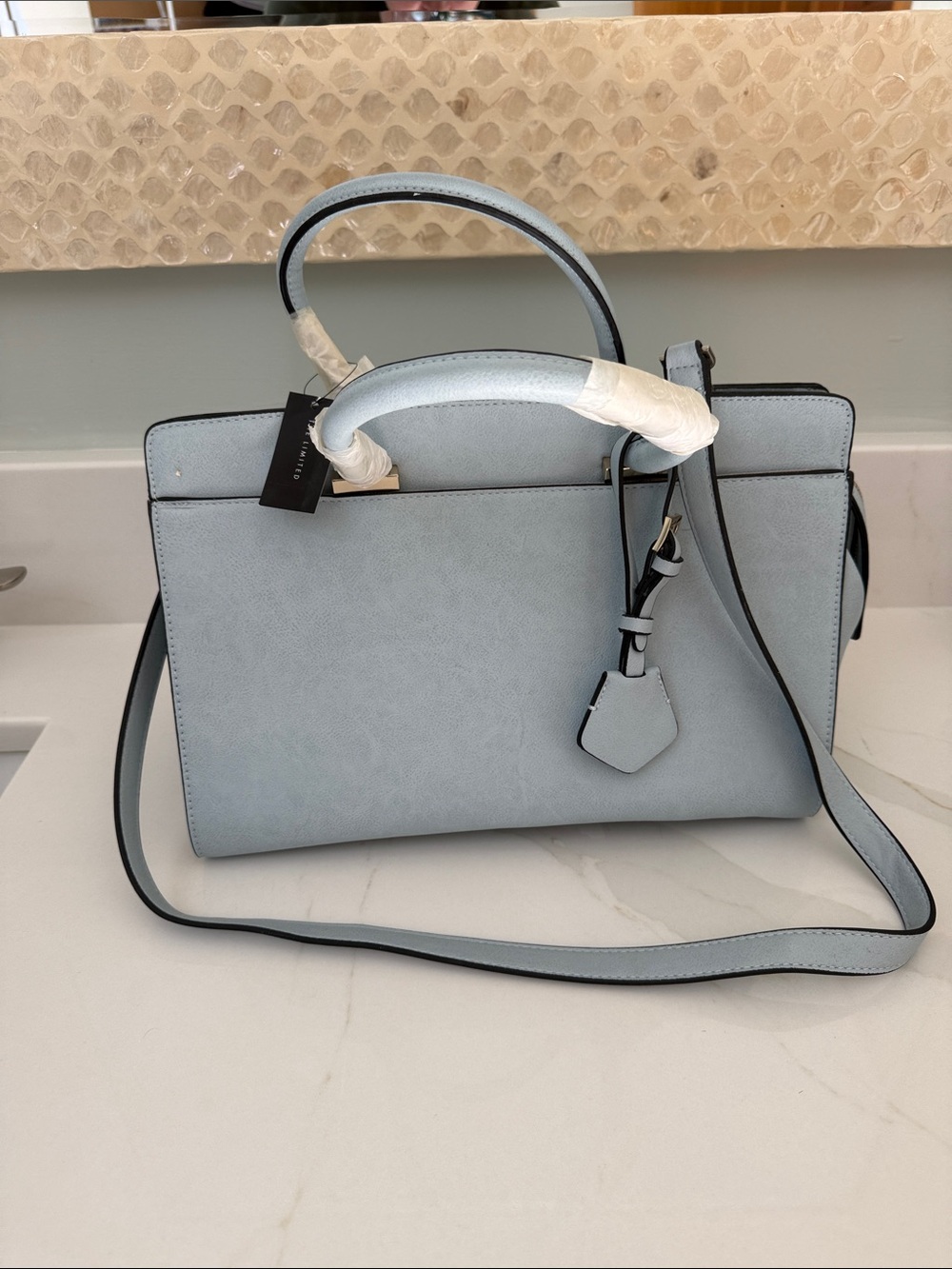 The Limited Light Blue Structured Top-Handle Satchel purse bag